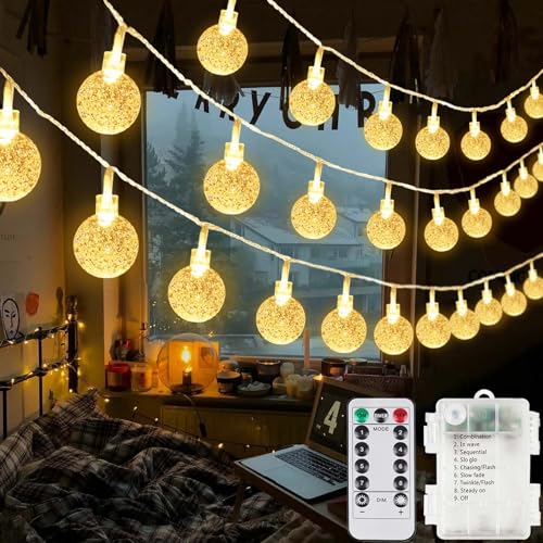 50 LED Red White and Blue String Lights Outdoor Battery Powered, 4th of July Decorations Star Lights with Remote, 2 Modes Patriotic Lights Waterproof for Independence Day Memorial Day National Day