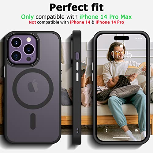 Raysmark Magnetic Case for iPhone 14 Pro Max Case, [Compatible with MagSafe] [Military Grade Proof Protection] Slim Thin Translucent Matte Case for iPhone 14 Pro Max (Black)