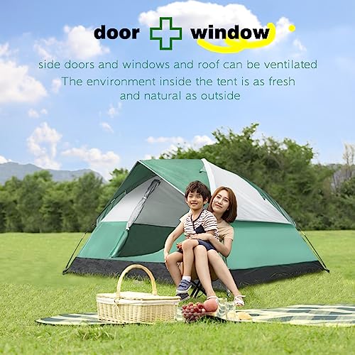 Suzhi 6/8 Person Tents for Camping Waterproof, 8 Man Tent 2 Room Tents for Camping Family Camping Tents Tall Tents Two Sides Large Mesh Windows, 2 Wider Doors, Portable with Carry Bag