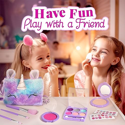 ULOVEME Kids Real Makeup Kit for Little Girls - Real, Non Toxic, Washable Make Up Toy - Umicorn Toys Gift for 3 4 5 6 7 8 9 10 12 Years Old Girls Birthday