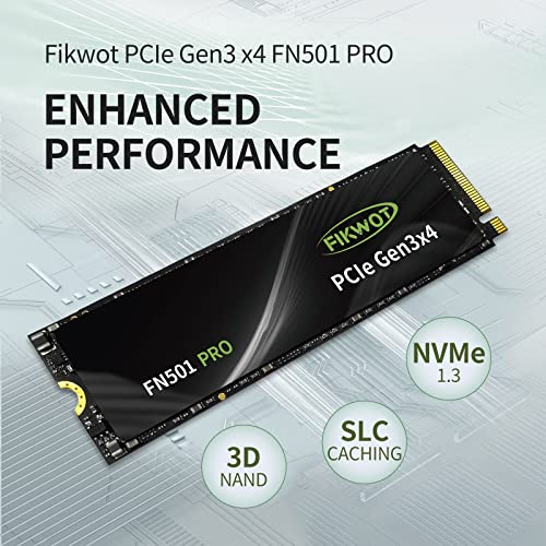 Fikwot FN501 Pro 256GB NVMe SSD - M.2 2280 PCIe Gen3 x4 Internal Solid State Drive with Graphene Cooling Sticker, Up to 3,500MB/s, SLC Cache 3D NAND TLC, Compatible with Laptop & PC Desktop
