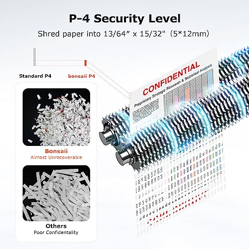 Bonsaii 12-Sheet Micro Cut Shredders for Home Office, 60 Minute P-4 Security Level Paper Shredder for CD, Credit Card, Mails, Staple, Clip, with Jam-Proof System & 4.2 Gal Pullout Bin C266-B