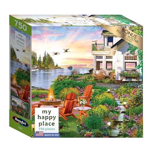 RoseArt My Happy Place-Harbor House-750 Piece Jigsaw Puzzle for Adults