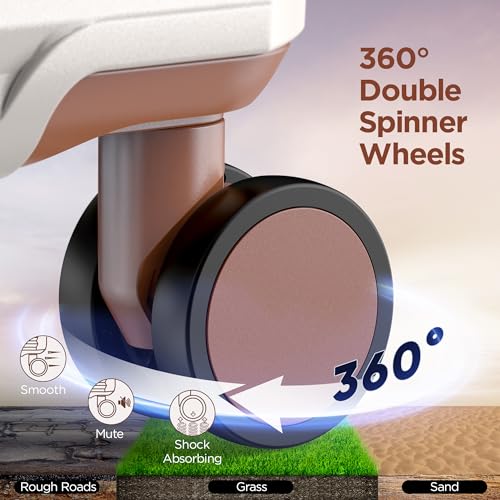 SHOWKOO Luggage Sets 3 Piece Hardside Expandable Suitcase with Double Spinner Wheels Tsa Lock, (Beige White, 5 piece set)