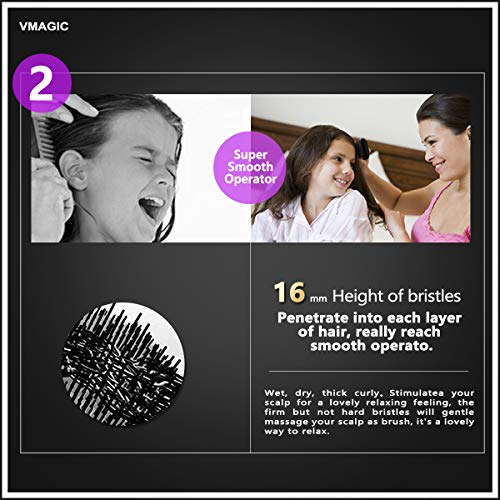 VMAGIC Detangling Brush - glide the Detangler Brush through Tangled hair - Best Brush/Comb for Women, Girls, Men & Boys - Use in Wet and Dry Hair (BLACK)