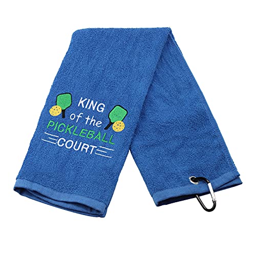 Pickleball Towel King/Queen of The Pickleball Court Embroidered Sports Teem Hand Towel Gift for Pickleball Player (King Towel)