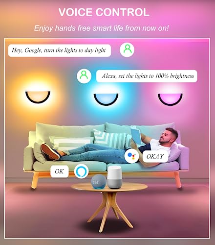 CLOUDY BAY Smart WiFi LED Wall Sconce,RGBCW Color Changing Wall Light,Compatible with Alexa and Google Home Assistant,No Hub Required,15W 2700K-6500K,CRI90+,Brushed Nickel