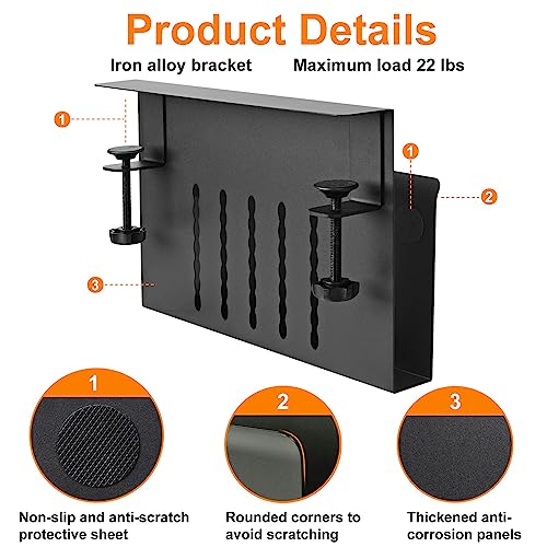 LUKETURE Desk Side Storage, Under Desk Storage, Steel Desk Hanging Organizer, Laptop Holder, with Pen Holder, No Drill Side Desk Organizer, Desk Storage Holder for Office and Home