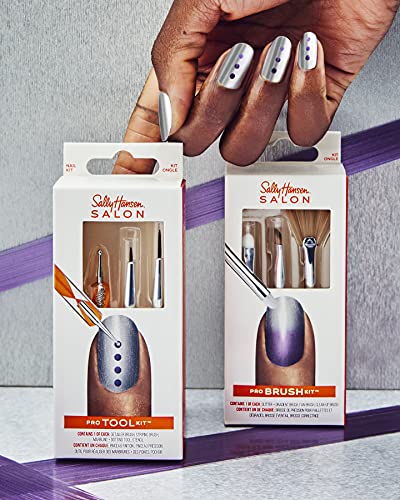 Sally Hansen Nail Salon Pro Tool Kit, 0.32 Oz, Nail Art Tools, Nail Dotting Tool, Easy to Use, Detailer Brush, Stripping Brush, Marbling and Dotting Tool