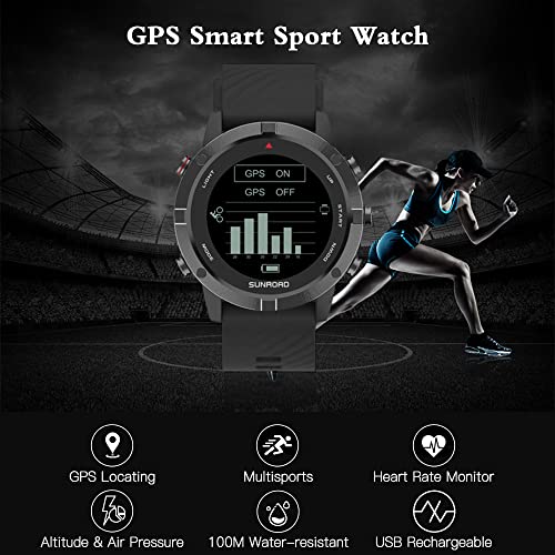 GPS Sports Watch Fitness Wrist Watch with Heart Rate Monitor 100M Water sistant for Running Swimming Cycle Climbing