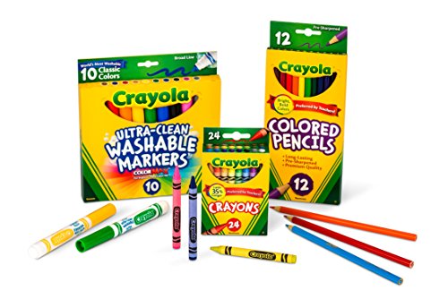 Crayola Back To School Supplies, Grades 3-5, Ages 7, 8, 9, 10, Contains 24 Crayons, 10 Washable Broad Line Markers, and 12 Colored Pencils [Amazon Exclusive]