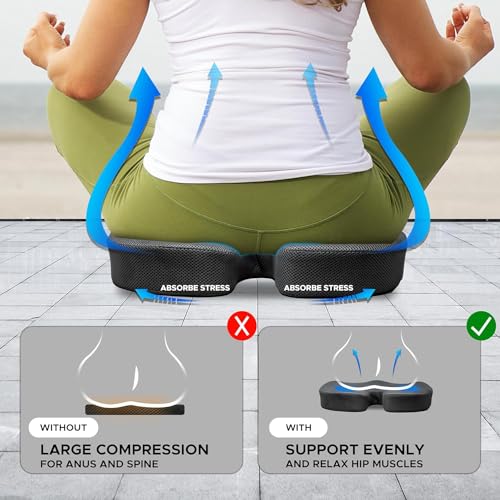 EcoNour Gel Seat Cushion for Pressure Relief | Cushion for Sciatica | Seat Cushions for Tailbone Pain Relief and Back Pain | Coccyx Cushion for Sitting