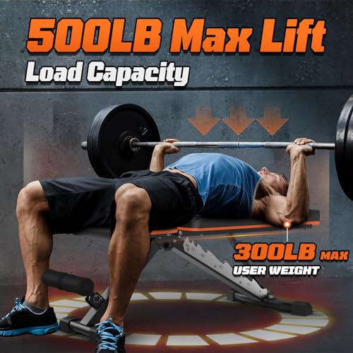 Lusper 800lb Upgraded Adjustable Weight Bench, Foldable Strength Training Bench for Full Body Workout (Black)