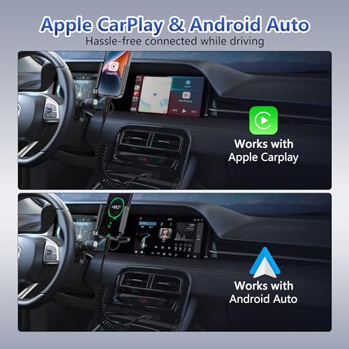 USB to USB-C and Lightning Cable 2 in 1 Support Apple Carplay & Android Auto [MFi Certified] 3A Fast Charge & Data Sync,Short Coiled Lightning and USB C Cable for iPhone 16/15/14/13/12/Android-Black