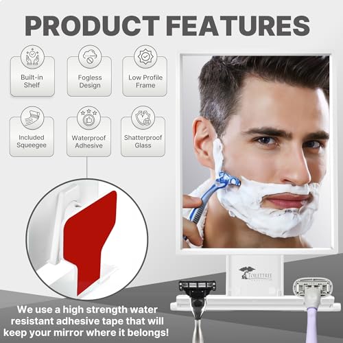 ToiletTree Products Travel Shaving Mirror for Shower Fogless with Squeegee and Travel Bag