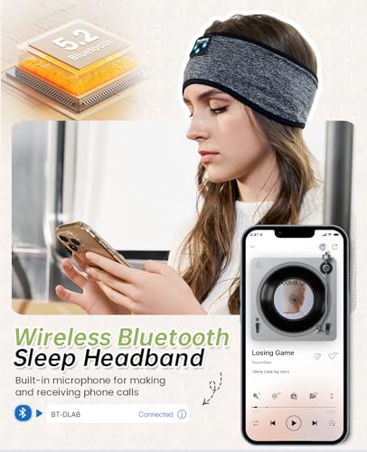 Sleep Headphones - Headband Headphones - Bluetooth Headband Sleeping Headphones for Side Sleeper, Elastic Music Headphone Band Cozy ASMR Wireless Eye Mask Tech Gadgets Gifts for Women Men