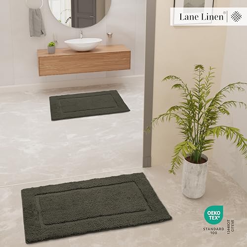 LANE LINEN Christmas Red Microfiber Bathroom Rug Set, Non Slip, Machine Washable - 20'' x 32'' & 17'' x 24''