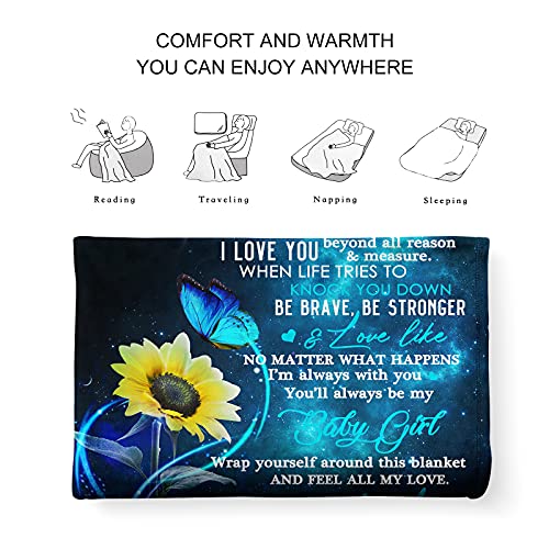 Gift for My Daughter Blanket from Mom as Birthday Present I Love You Letter to Her, Ultra-Soft Flannel Fleece Light Weight Bed Throw (50x40'', Daughter Gift)