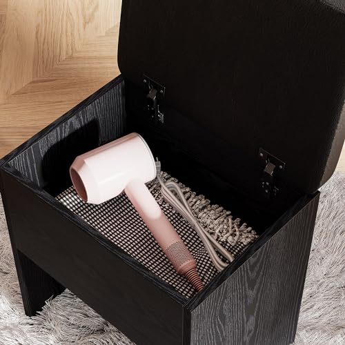IRONCK Vanity Makeup Desk Set with LED Lighted Mirror & Power Outlet, 7 Drawers Bedroom Vanities Table with Stool,Black