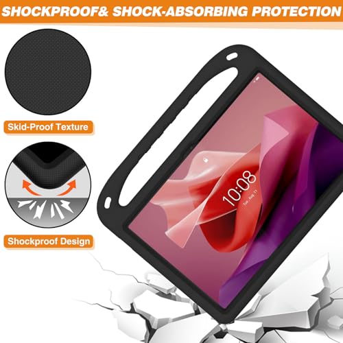 DWaybox Tablet Case for Lenovo Tab P12/Lenovo Xiaoxin Pad Pro 12.7 inch TB370FU, [Kids Friendly], Lightweight EVA Shockproof Handle Stand Protective Cover -Black