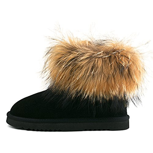 AUSLAND Boots for Women Furry Fur Winter Ankle Boots Warm Fluffy Snow Boot 6.5US Sand 99251 37EU