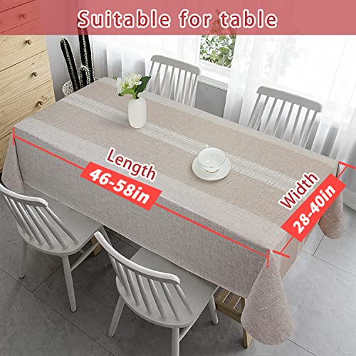 Vonabem 100% Waterproof Rectangle PVC Tablecloth, Vinyl Table Cloth Cover with Flannel Backing Oil Spill Proof Wipeable Table Cloths for Indoor Outdoor（Coffee Stripe,52x70IN