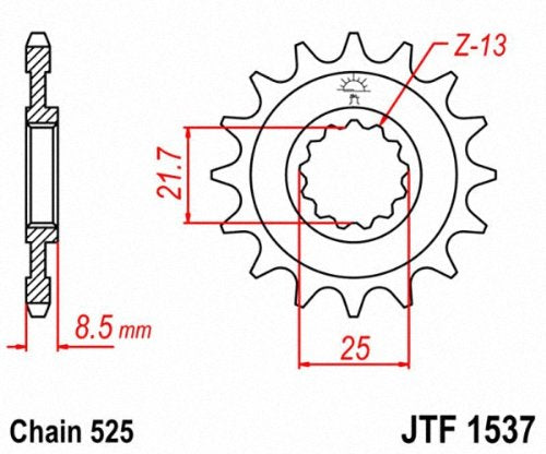 JT Sprockets JTF1537.15 15T Steel Front Sprocket, black