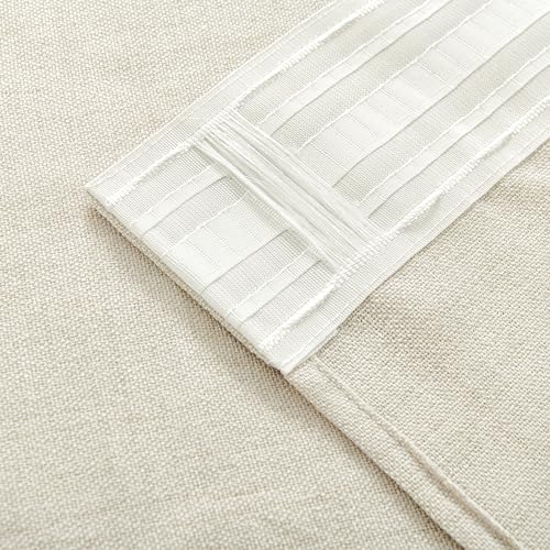 DaysU Linen Curtains 132 Inches Long 2 Panels Set for Bedroom/Living Room, Ivory Semi Sheer Farmhouse Curtains, Rod Pocket Hook Belt Long Curtains & Drapes, Light Filtering Privacy Added, W54 x L132