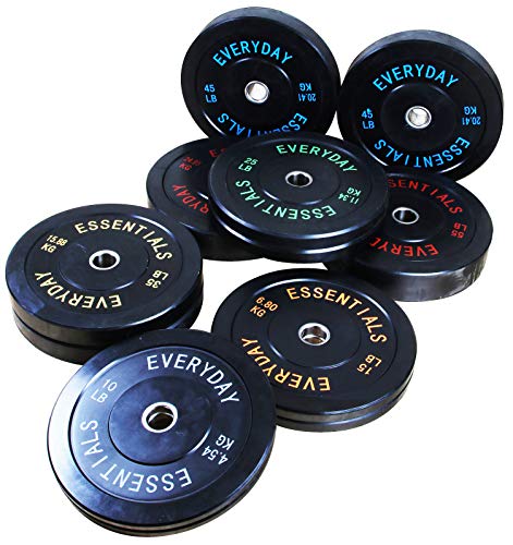 BalanceFrom Color Coded Black Olympic Bumper Plate Weight Plate with Steel Hub, 10LB Pair