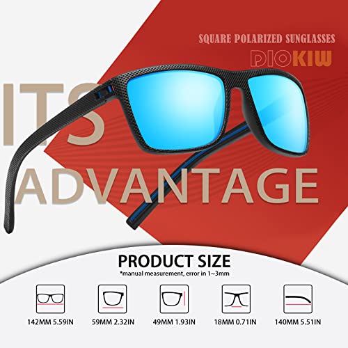 Square Polarized Sunglasses for Men Vintage Style Driving Travel Sun Glasses Lightweight Frame UV Protection Goggles