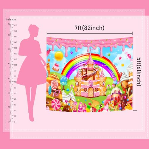 Mocsicka Candyland Backdrop Sweet Cartoon Rainbow for Kids Baby Shower Birthday Candyland Party Decorations Donut Candy Castle Ice Cream 1st Birthday Photography Background (Rainbow, 6x4ft(72"x48"))