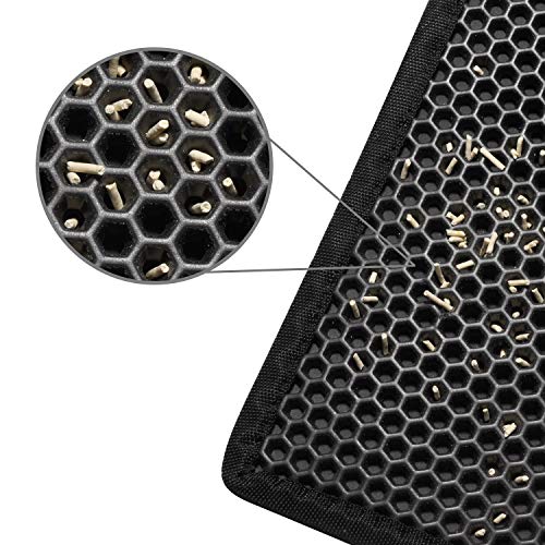 Pieviev Cat Litter Mat Double Layer Waterproof Urine Proof Trapping Mat 1 Pack (Black, 24x15 Inch (Pack of 1))