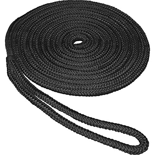 SeaSense Double Braid Nylon Dockline, 1/2-Inch X 15-Foot, Black