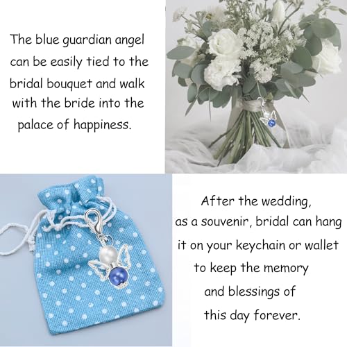 MKISHINE Something Blue for Bride to Be on Wedding Gifts Bridal Angel Bouquet Garter Charm Gift Card for Daughter on Wedding Day, from Mom Dad Grandma Sister Friends