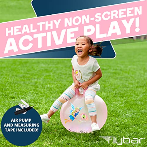 Flybar Hopper Ball for Kids - Bouncy Ball with Handle, Durable Bouncy Balls, Kangaroo Ball, Exercise Ball, Indoor and Outdoor Toy, Pump Included, Toddler Toys for Boys and Girls, Ages 3 and Up (Fairy)