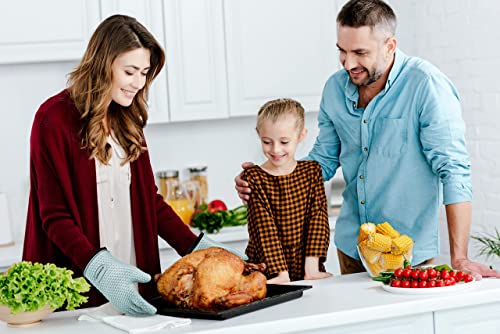 KITCHEN PERFECTION XL Silicone Smoker Oven Gloves-Extreme Heat Resistant BBQ Gloves-Handle Hot Food Right on Your Grill Fryer&Pit|Waterproof Grilling Cooking Baking Mitts|Superior Value Set+3 Bonuses