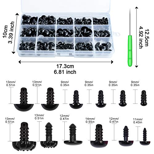 Safety Eyes and Noses, 172Pcs Large Safety Eyes for Amigurumi with Washers for Crochet/Dolls/Stuffed Animal(Black)