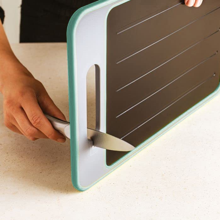 Zippi Fast Thaw 4-in-1 Defrosting Tray, Cutting Board, and Knife Sharpener for Frozen Food Thawing, Quickly Defrost and Thaw Meat and Food, Chemical Free, Eco-Friendly Design, No Electricity