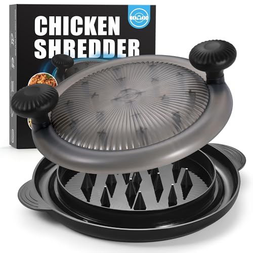 Eoaod Pro Chicken Shredder 10.8 inch, Large Chicken Breast Shredder Tool Twist, Visible Meat Shredder Machine with Widened Anti Slip Mat Fix, Suitable for Pork, Beef, Dishwasher (Black)