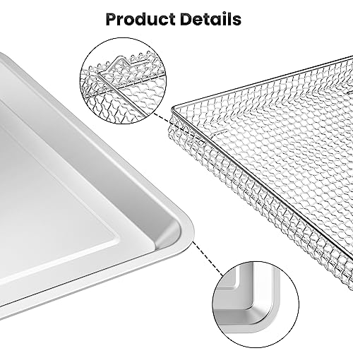 Stainless Steel Baking Tray Pan and Air Fryer Basket Compatible with Cuisinart Airfryer TOA-060 and TOA-065 (With Cuisinart Airfryer models TOA-060 and TOA-065)