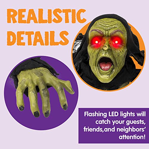 JOYIN Halloween Decoration Outdoor Zombie Groundbreaker, Halloween Outside Zombie Decor with Sound and Flashing Eyes, Scary Groundbreaker Halloween Graveyard Decorations, Haunted House Prop Yard Lawn