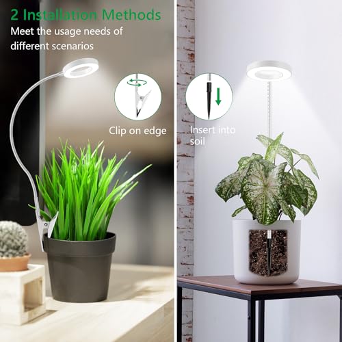 Xuligron Grow Lights for Indoor Plants, LED Full Spectrum Plant Light for Indoor Plants, Halo Plant Growing Lamp with Clip, 3 Light Modes, 6/12/16H Timer, 5 Level Dimmable Indoor Grow Lights