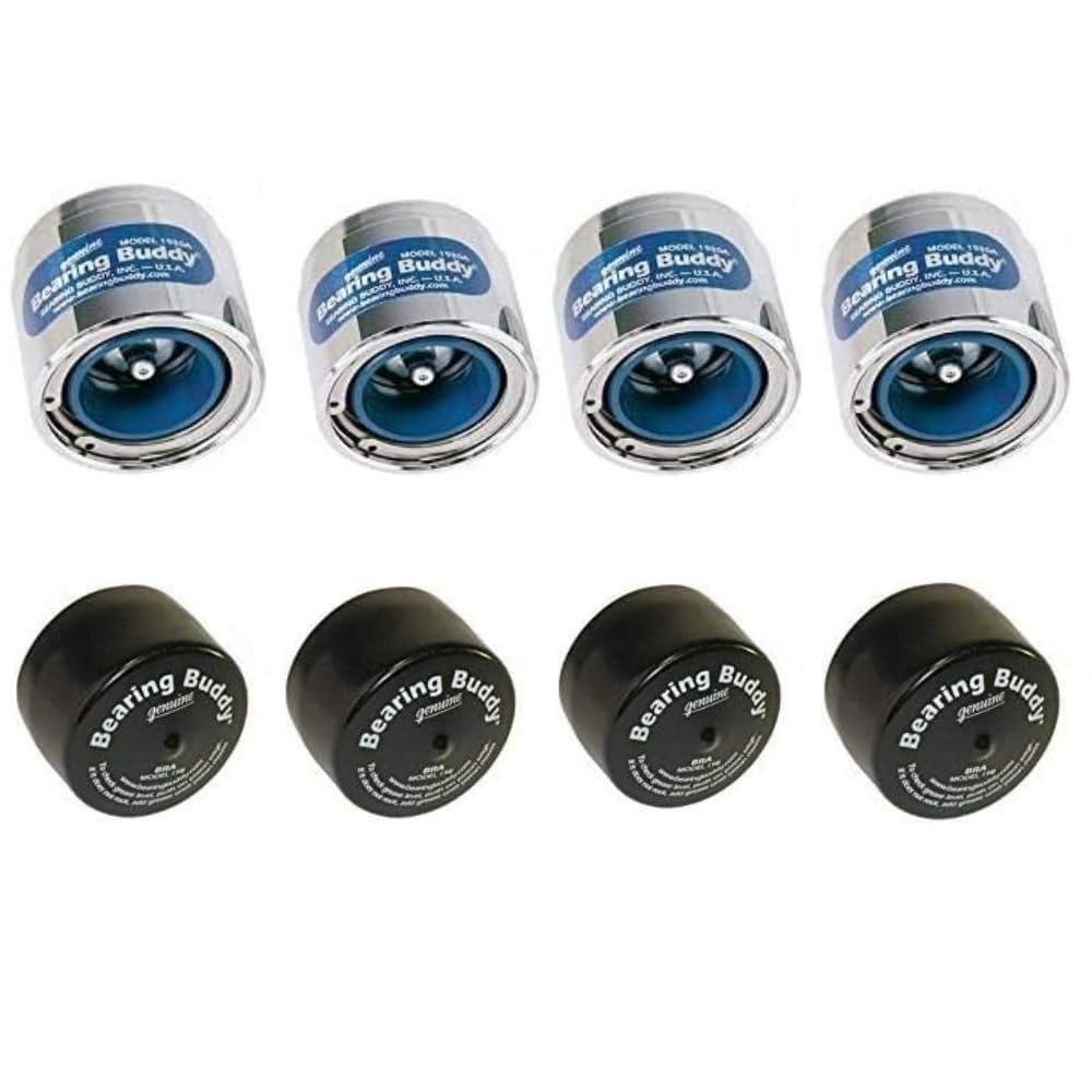 Bearing Buddy (4) 1.980 Boat Trailer Genuine CHROME with Protective Bra & Auto Check 1980A 42202 (2 Pairs)