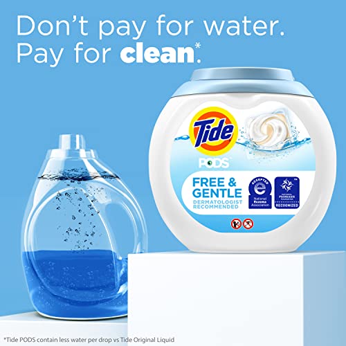 Tide PODS Free & Gentle Laundry Detergent Soap Pacs, 57 Count, Tide PODS Laundry Detergent