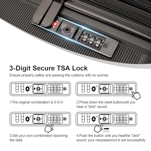 GinzaTravel Luggage Sets 3 Piece Expandable Suitcase Set, PP Hardshell Suitcase with Spinner Wheels,Lightweight Carry On Luggage with TSA Lock,Black