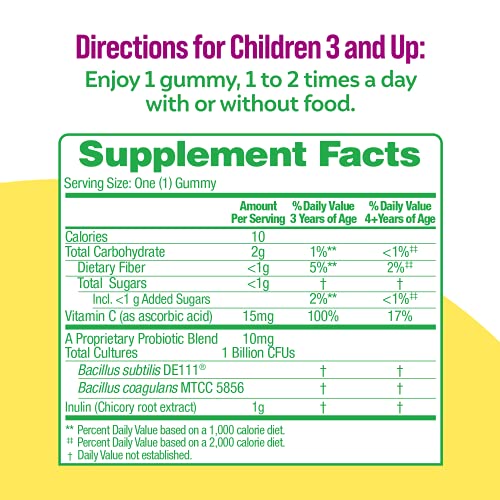 Culturelle Daily Probiotic for Kids + Veggie Fiber Gummies (Ages 3+) 30 Count Berry Flavor - Probiotics for Digestive Health & Immune Support Plus Vitamin C Kids Boost