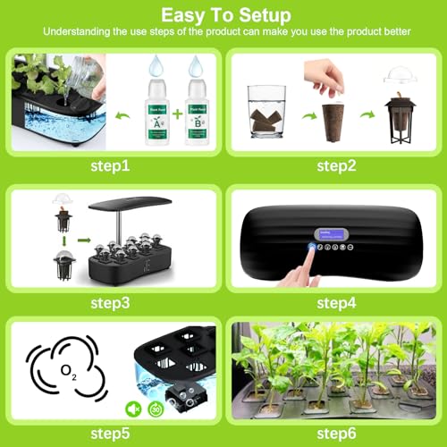 Fulsren Indoor Garden Hydroponics Growing System Kit 12Pods, Vegetable Growth Lamp Countertop with LED Grow Light - Hydrophonic Planter Grower Harvest Veggie Lettuce, Herb Garden