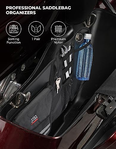 KEMIMOTO Motorcycle Saddlebag Organizers 2 Pack Compatible with Touring Models 2014-2024 Street Glide Road Glide Road King Electra Glide Black Saddle Bag Liners