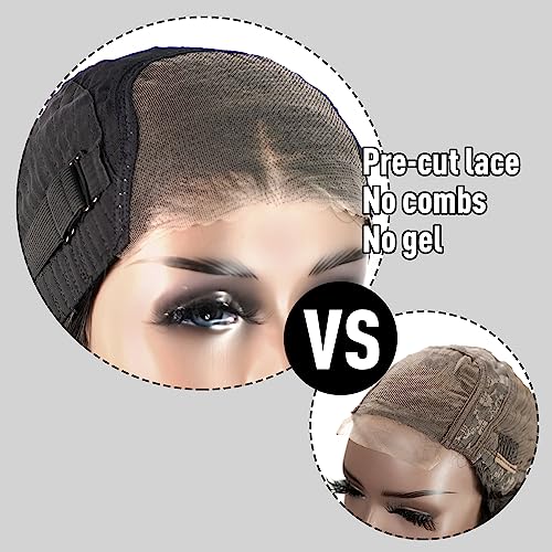 FACMOOD Wear and Go Glueless Bob Wig Human Hair, 6x4 Pre-Cut HD Lace Front Kinky Curly Glueless Wigs Pre-Plucked, Transparent Lace Closure Wigs for Women 180% Density 10 inch