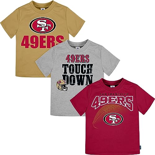 Gerber Unisex Baby NFL 3 Pack Short Sleeve Fan Tee Shirt, Team Color, 12 Months